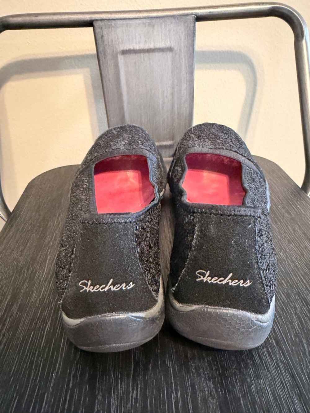 Skechers Black Lace Comfort Ballet Flats 7.5 - Picture 9 of 12